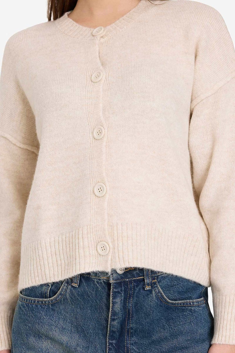 DeFacto Beige Woman Regular Fit Crew Neck Cardigan Casual - Image 4